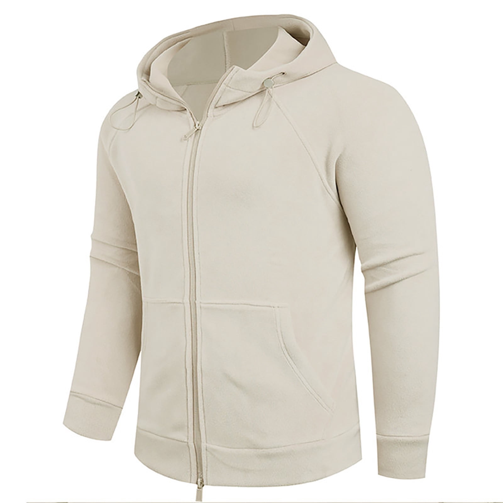Men's Sherpa Lined Full Zip Hoodie in Cream (photo 3)