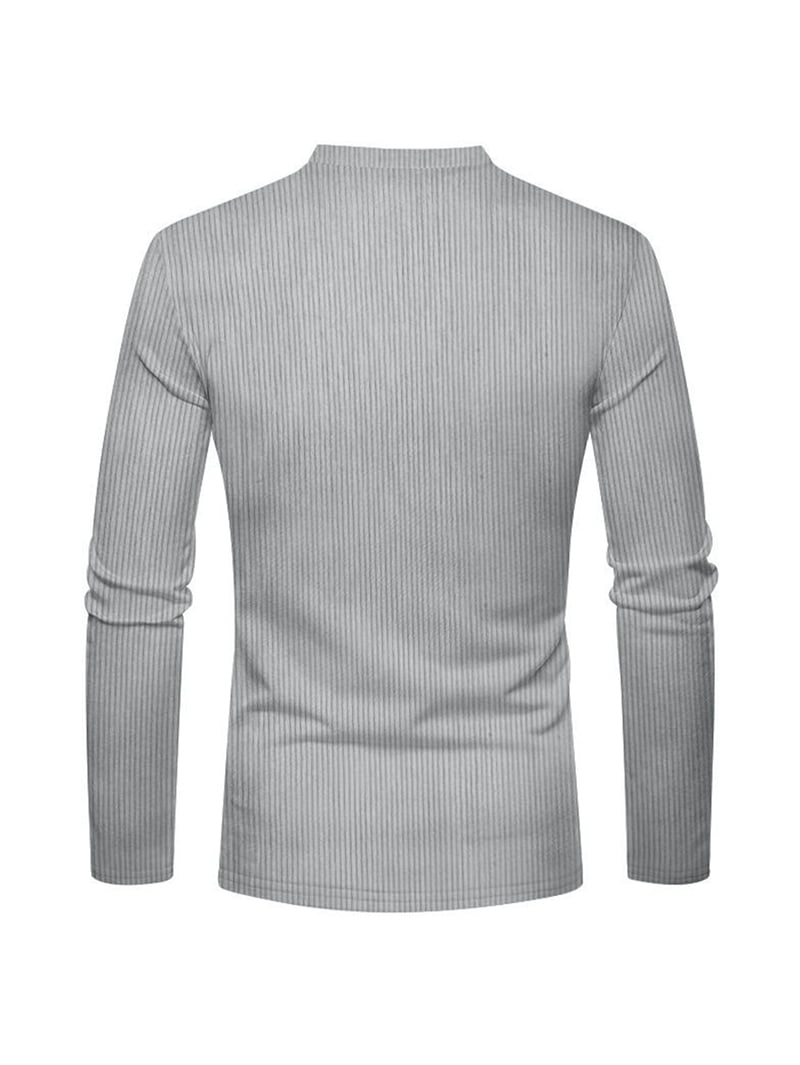 Men's Corduroy Henley Shirt in Light Gray (photo 8)