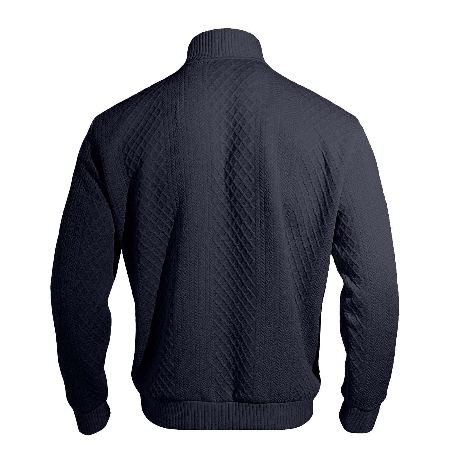 Men's Jacquard Knit Quarter Zip Pullover in Navy (photo 4)