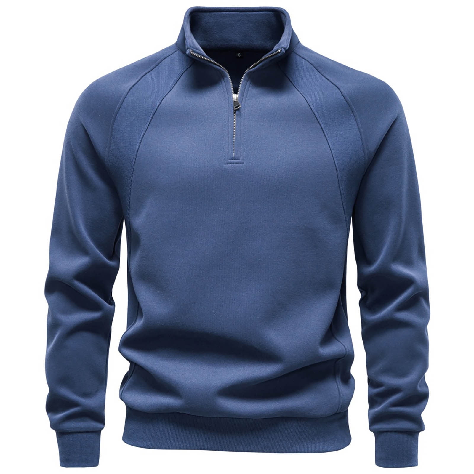 Men's Raglan Sleeve Quarter Zip Pullover in Blue (photo 2)