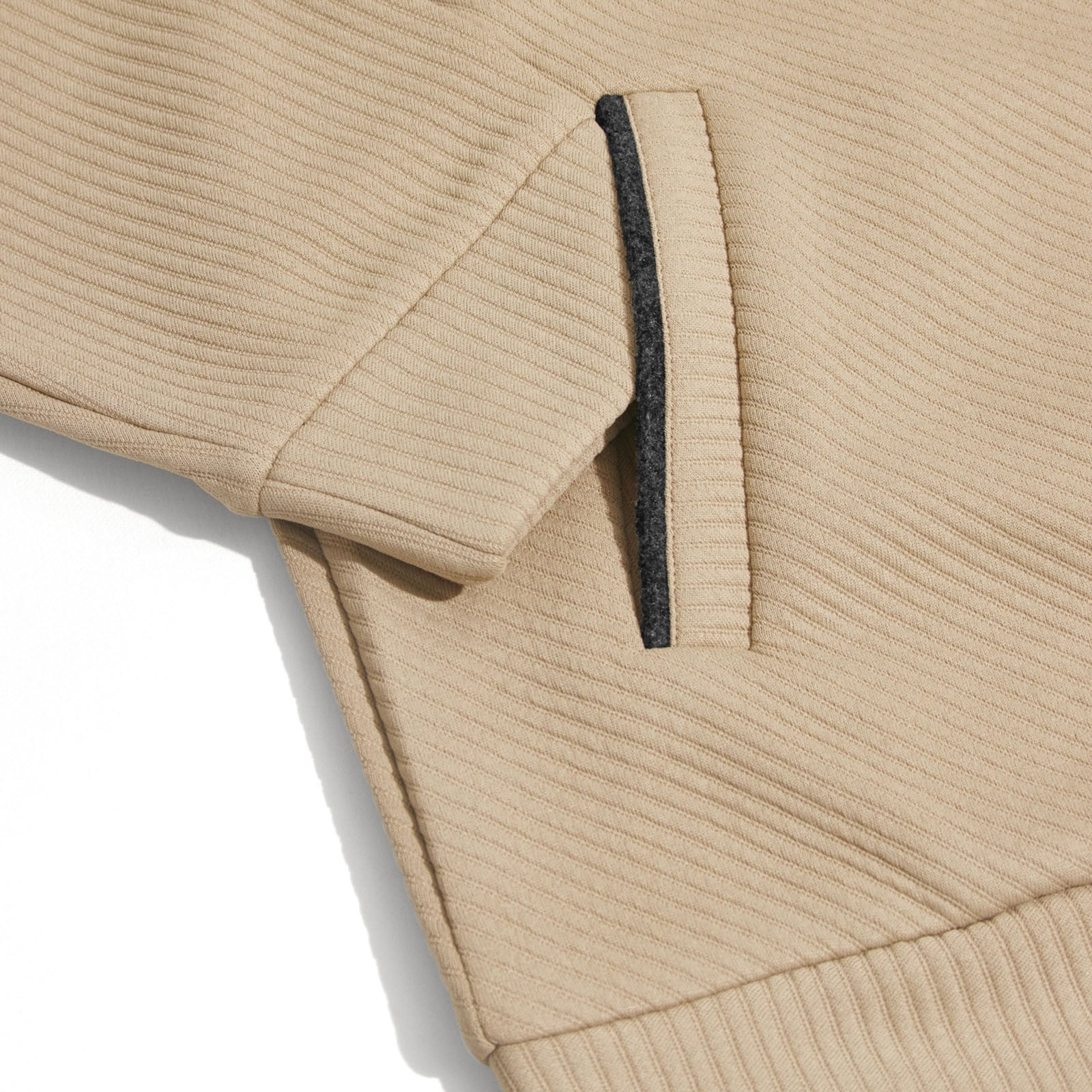 Men's Ribbed Quarter Zip Pullover with Zip Pockets in Khaki (photo 5)