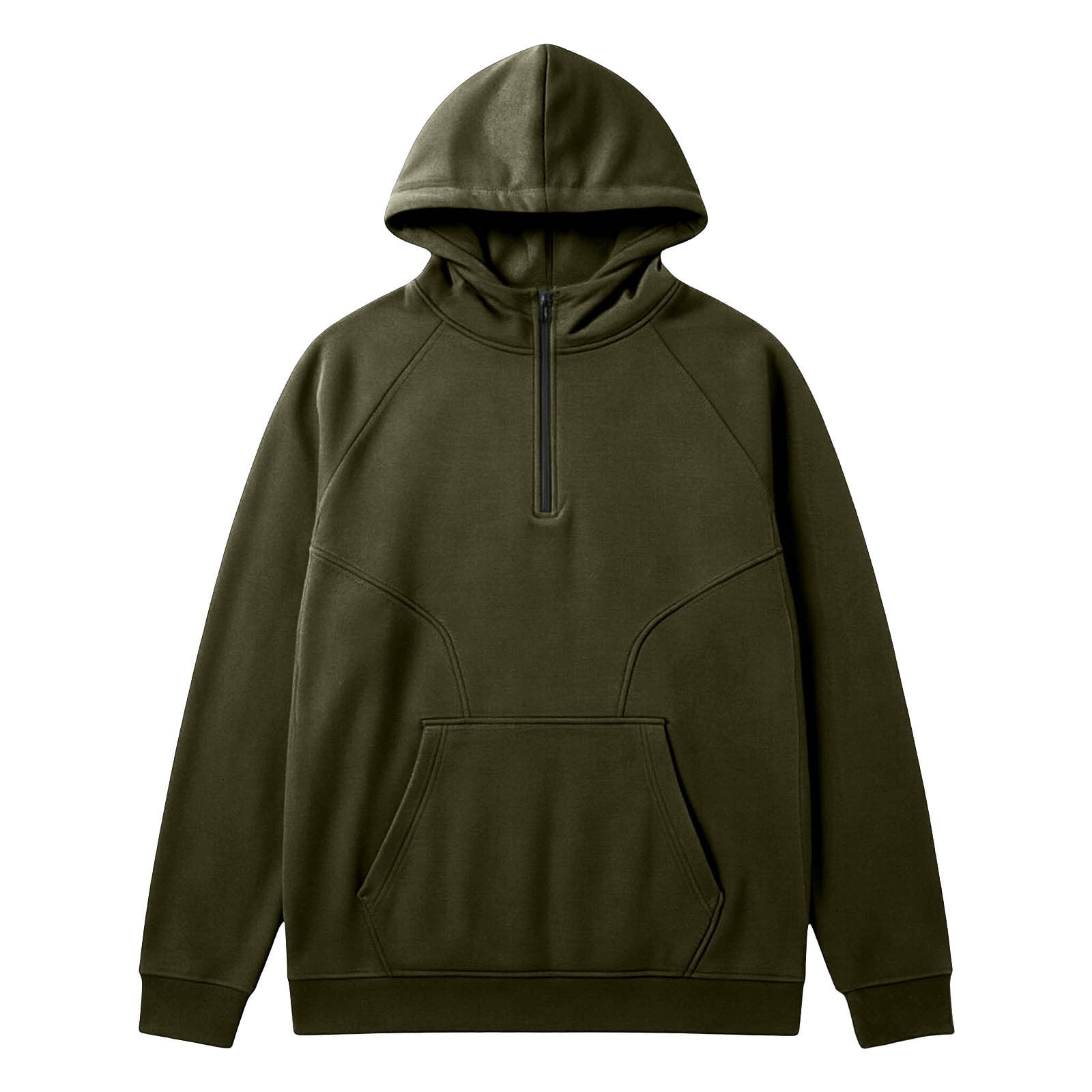 Men's Quarter Zip Hoodie in Army Green (photo 3)