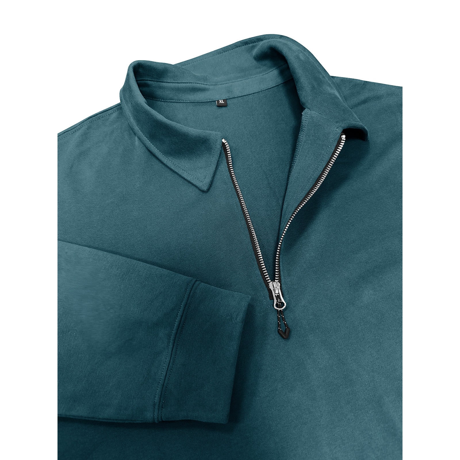 Men's Collared Quarter Zip Sweatshirt in Teal (photo 4)