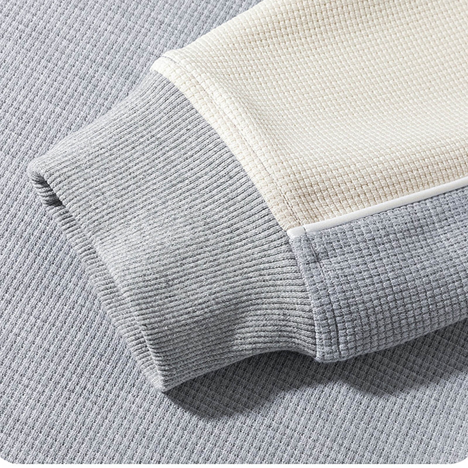 Men's Color Block Raglan Crewneck Sweatshirt in Gray and Cream (photo 7)