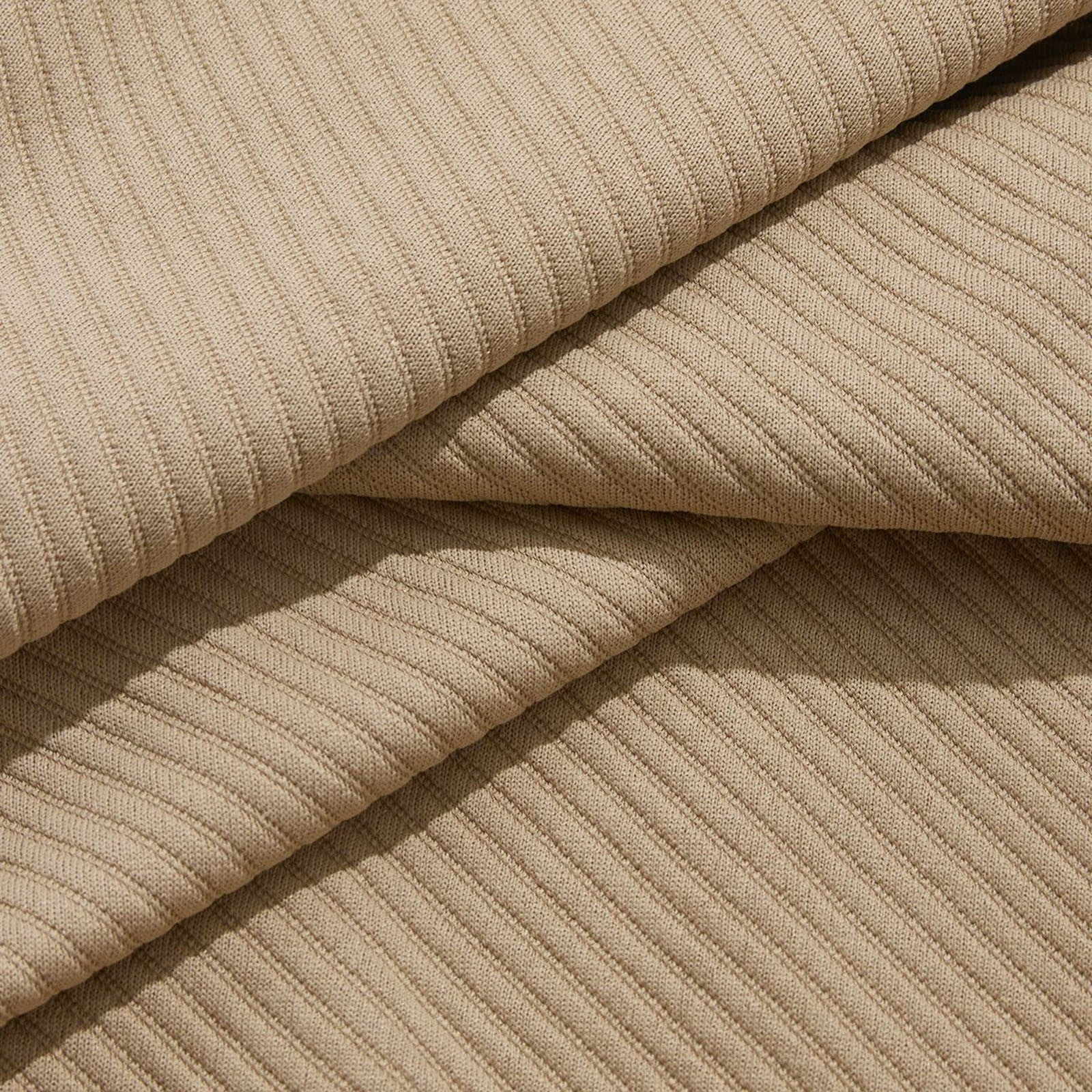 Men's Ribbed Quarter Zip Pullover with Zip Pockets in Khaki (photo 4)