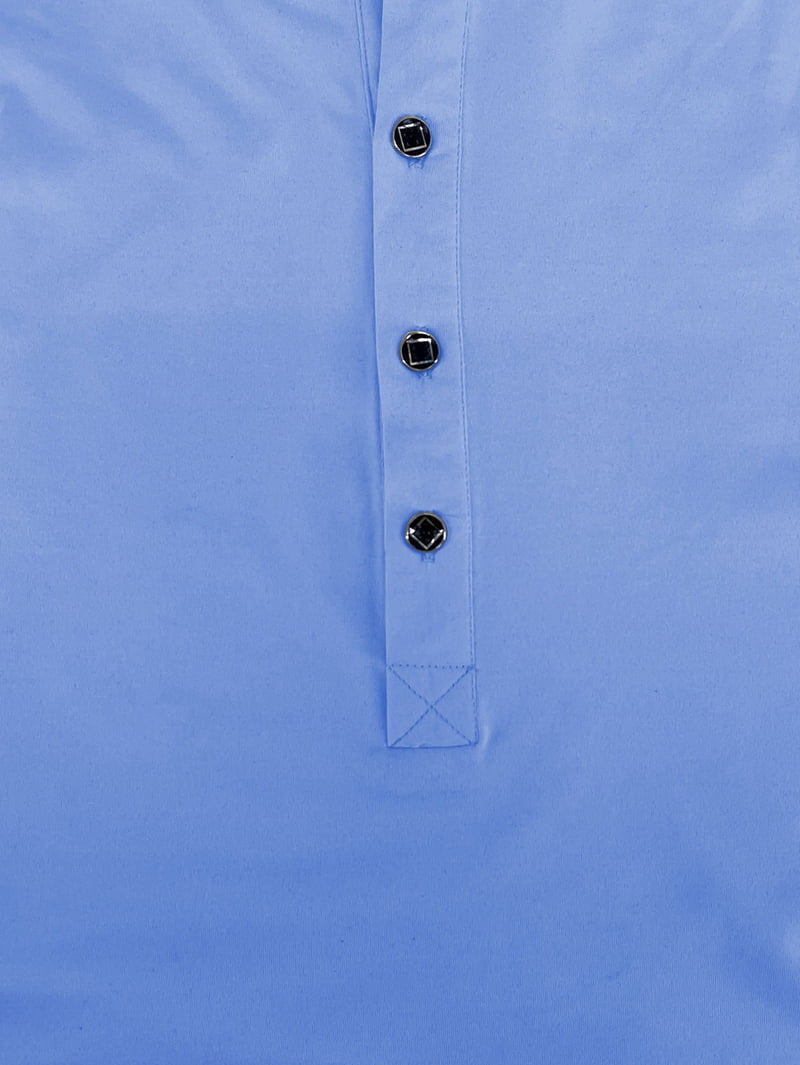 Men's Hooded Henley Shirt in Light Blue (photo 6)