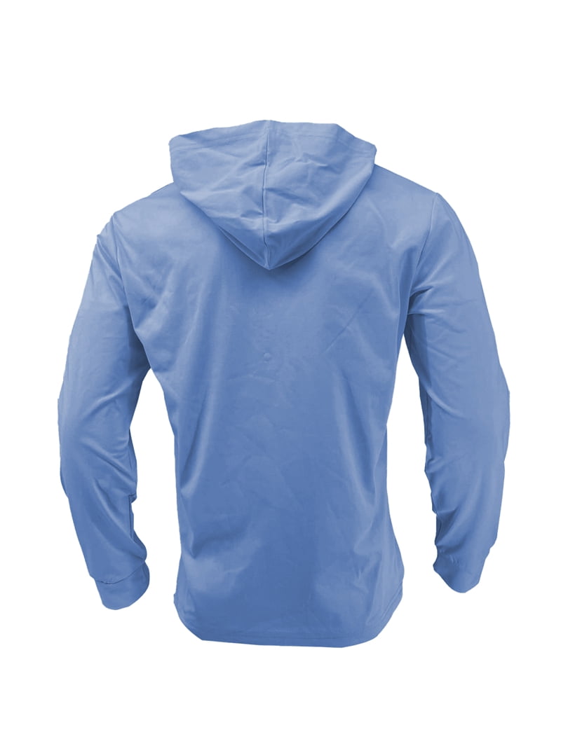Men's Hooded Henley Shirt in Light Blue (photo 3)