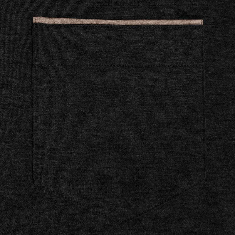 Men's Henley Long Sleeve Shirt with Chest Pocket in Black (photo 6)
