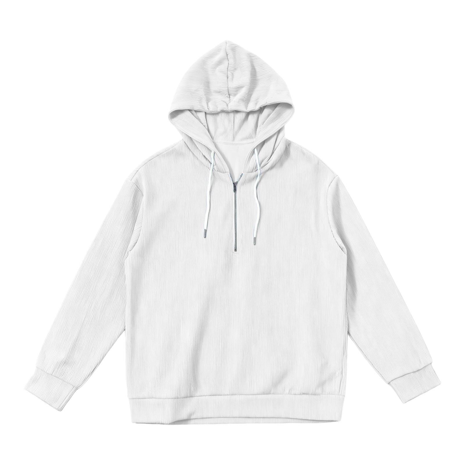 Men's Ribbed Quarter Zip Hoodie in White (photo 3)