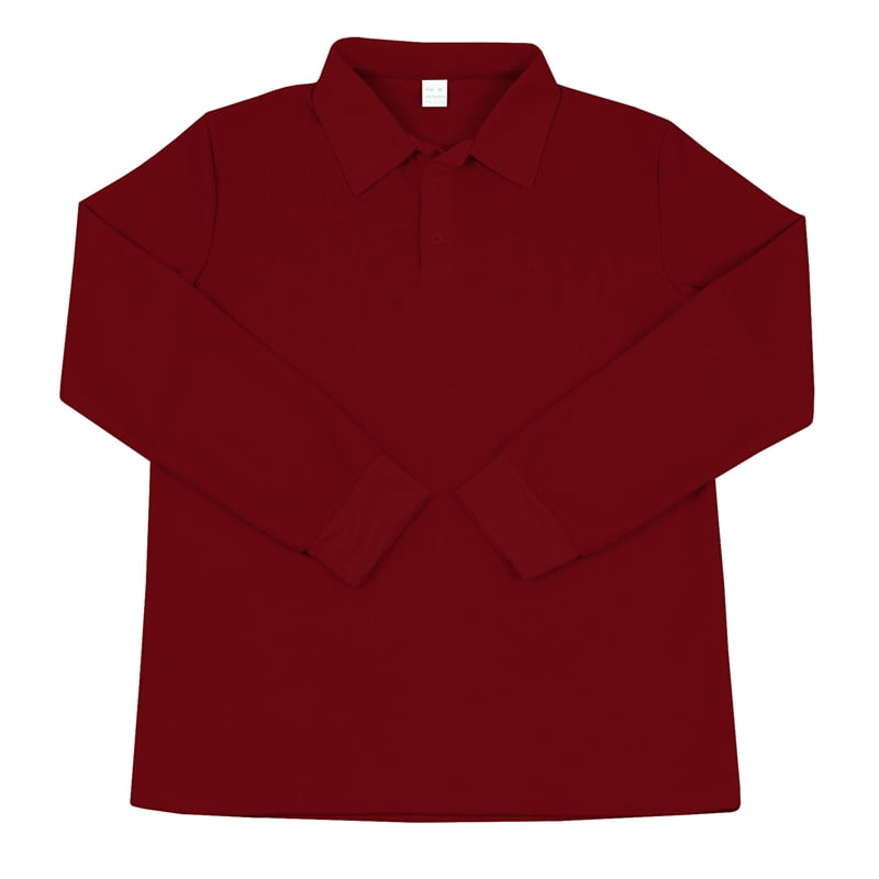 Men's Waffle Knit Long Sleeve Polo in Wine Red (photo 7)