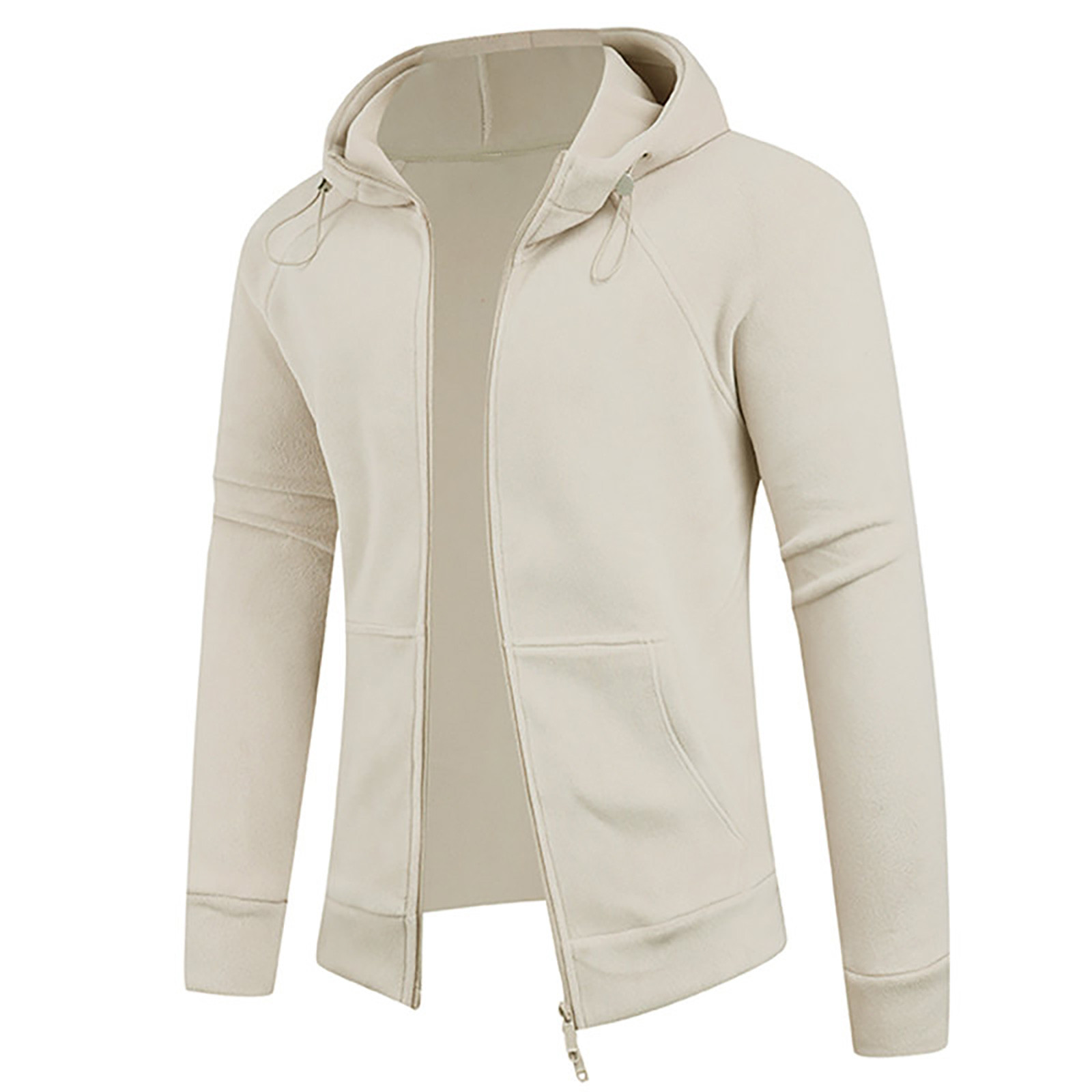 Men's Sherpa Lined Full Zip Hoodie in Cream (photo 7)