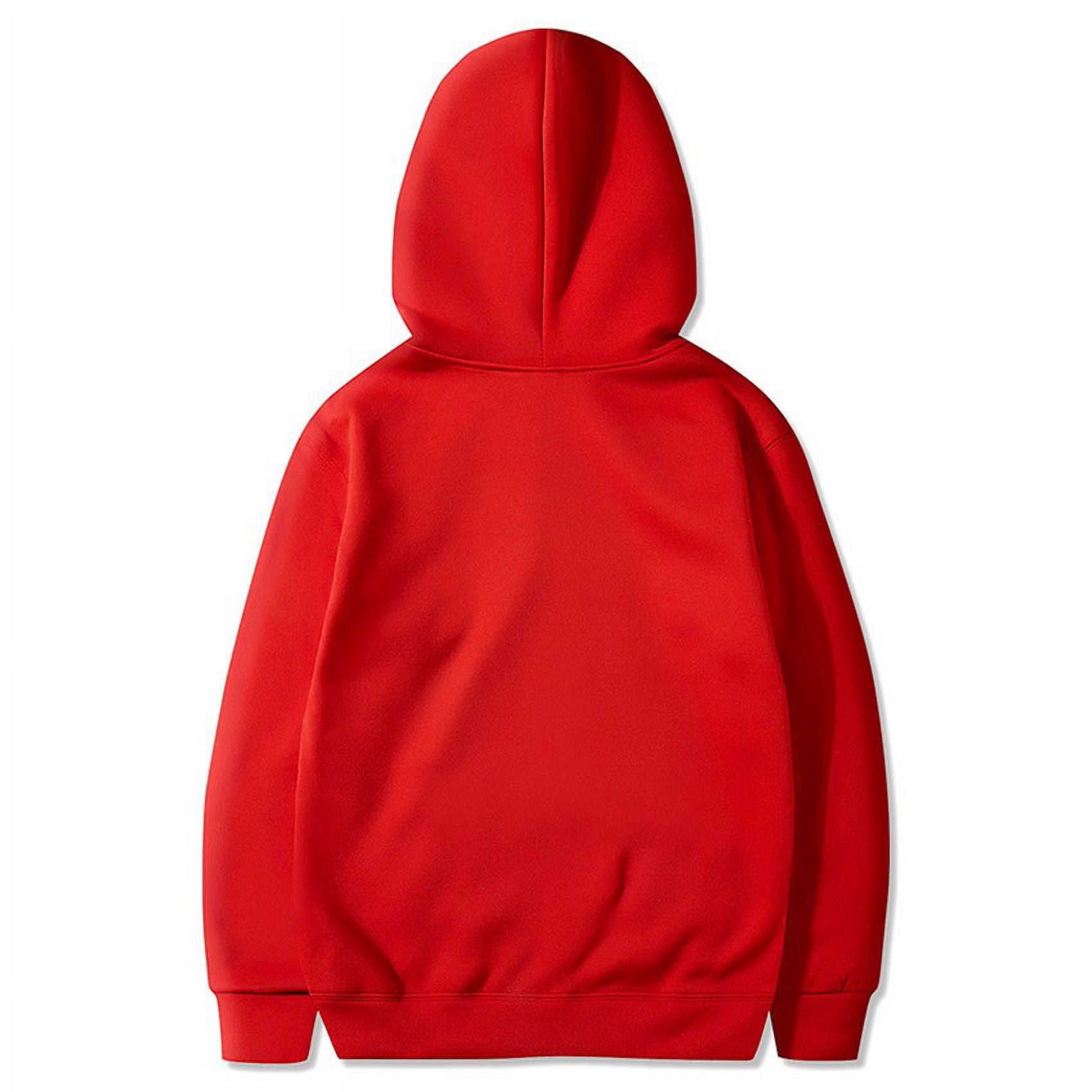 Men's Drawstring Pullover Hoodie in Red (photo 4)