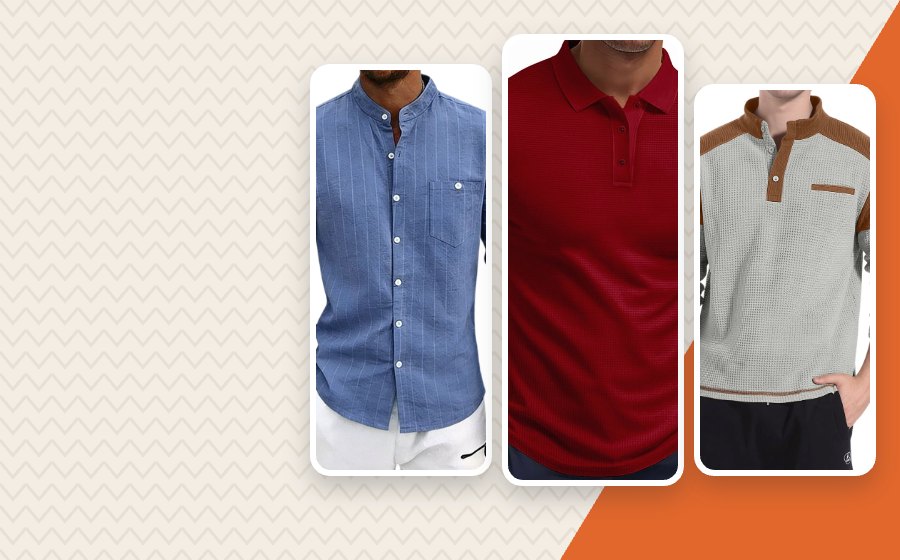 Quirefox long sleeve shirts in blue pinstripe, wine red and light gray with brown
